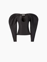 Cargar imagen en el visor de la galería, TAFFETA TOP WITH COCOON SLEEVES IN BLACK -Nina Ricci