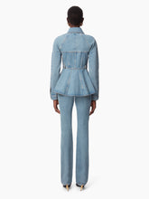 画像をギャラリービューアに読み込む, PEPLUM DENIM JACKET IN BLUE - Nina Ricci