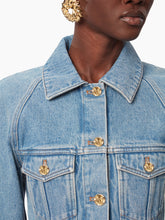 画像をギャラリービューアに読み込む, PEPLUM DENIM JACKET IN BLUE - Nina Ricci