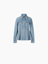 画像をギャラリービューアに読み込む, PEPLUM DENIM JACKET IN BLUE - Nina Ricci