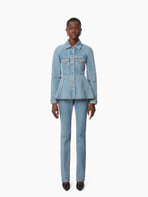 画像をギャラリービューアに読み込む, PEPLUM DENIM JACKET IN BLUE - Nina Ricci