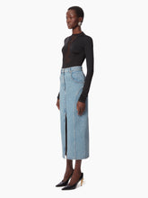 Cargar imagen en el visor de la galería, LONG DENIM SKIRT WITH FRONT SLIT IN BLUE - Nina Ricci