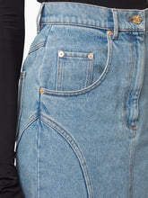 Cargar imagen en el visor de la galería, LONG DENIM SKIRT WITH FRONT SLIT IN BLUE - Nina Ricci
