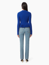 Cargar imagen en el visor de la galería, SWEATER WITH RUFFLE PEPLUM IN BLUE - Nina Ricci