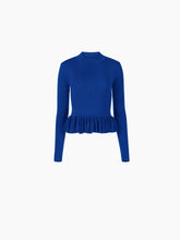 Cargar imagen en el visor de la galería, SWEATER WITH RUFFLE PEPLUM IN BLUE - Nina Ricci