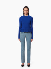 Cargar imagen en el visor de la galería, SWEATER WITH RUFFLE PEPLUM IN BLUE - Nina Ricci