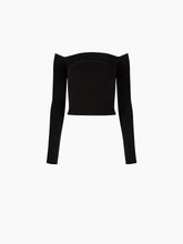 Cargar imagen en el visor de la galería, BARDOT NECKLINE TOP IN BLACK - Nina Ricci