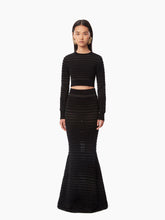 Cargar imagen en el visor de la galería, CROPPED TOP WITH TONAL STRIPE IN BLACK - Nina Ricci