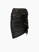 Cargar imagen en el visor de la galería, DRAPED SKIRT IN NAPPA LEATHER IN BLACK - Nina Ricci