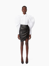 Cargar imagen en el visor de la galería, DRAPED SKIRT IN NAPPA LEATHER IN BLACK - Nina Ricci