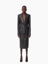 Load image into Gallery viewer, LEATHER SINGLE BUTTON BLAZER IN BLACK - Nina Ricci
