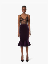 Load image into Gallery viewer, Midi Peplum Velvet Skirt
