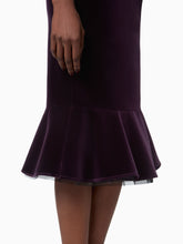 Load image into Gallery viewer, Midi Peplum Velvet Skirt