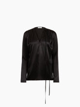Charger l'image dans la galerie, Black Long-Sleeved Satin Blouse