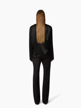 Charger l'image dans la galerie, Black Long-Sleeved Satin Blouse