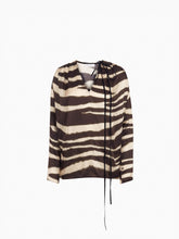 Charger l'image dans la galerie, Zebra-Print Long-Sleeved Satin Blouse