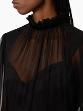 Load image into Gallery viewer, Ruffled Highneck Silk Blouse