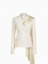 Load image into Gallery viewer, White Tailored Blazer With Scarf