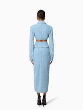 Load image into Gallery viewer, Slit Draped Midi Skirt In Denim