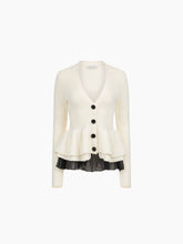 Charger l'image dans la galerie, Wool Cardigan With Contrast Ruffles
