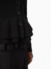 Load image into Gallery viewer, Wool Cardigan With Ruffled Peplum