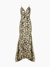 Charger l'image dans la galerie, Long Marbled Gold Silk Dress