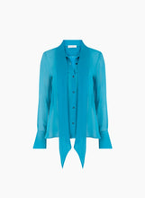 Charger l'image dans la galerie, Blue Lavalliere Satin Shirt