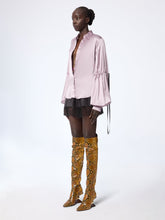 Charger l'image dans la galerie, Mauve Silk Satin Shirt With Bow Details