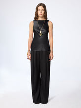 Load image into Gallery viewer, Black Halterneck Drapped Silk Satin Top