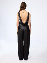 Load image into Gallery viewer, Black Halterneck Drapped Silk Satin Top