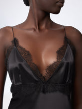 Load image into Gallery viewer, Black V-Neck Silk Satin Top