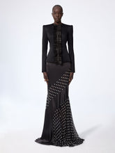 Charger l'image dans la galerie, Black Crepe Satin Jacket With Front Pleat