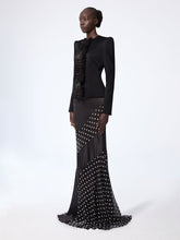 Charger l'image dans la galerie, Black Crepe Satin Jacket With Front Pleat