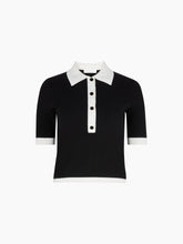 Load image into Gallery viewer, Black Bicolour Cropped Polo