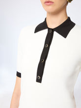 Cargar imagen en el visor de la galería, White Bicolour Cropped Polo