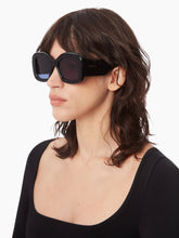 Load image into Gallery viewer, Full Moon Oversize Shiny Black Sunglasses
