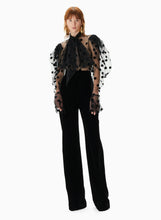 Load image into Gallery viewer, Tie-neck Polka-dot Tulle Shirt
