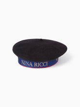 Charger l'image dans la galerie, WOOL BERET WITH NINA RICCI LOGO IN BLACK - Nina Ricci

