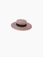 Charger l'image dans la galerie, Stripped raffia canotier hat in mauve and gold - Nina Ricci
