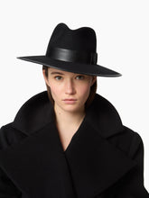 Load image into Gallery viewer, Black Felt Wool Fedora Hat

