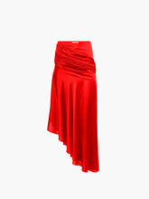 Load image into Gallery viewer, Red Asymmetric Draped Skirt
