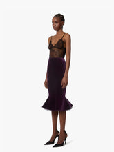 Load image into Gallery viewer, Midi Peplum Velvet Skirt
