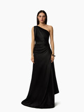 Load image into Gallery viewer, Long Asymmetric Satin Dress
