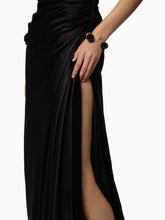 Load image into Gallery viewer, Long Asymmetric Satin Dress
