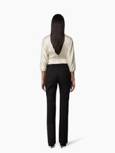 Charger l'image dans la galerie, White Draped V-Neck Satin Blouse
