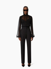 Load image into Gallery viewer, Ruffled Highneck Silk Blouse

