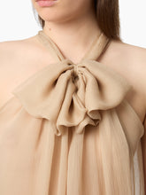 Load image into Gallery viewer, Sleeveless Beige Lavalliere Shirt
