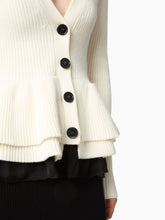 Charger l'image dans la galerie, Wool Cardigan With Contrast Ruffles

