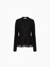 Load image into Gallery viewer, Wool Cardigan With Ruffled Peplum
