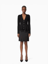 Load image into Gallery viewer, Wool Cardigan With Ruffled Peplum
